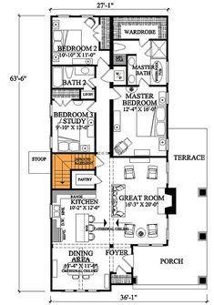 the floor plan for a two story house