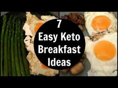 an image of eggs and asparagus on a plate with the words 7 easy keto breakfast ideas