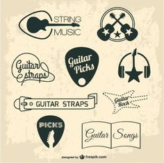 various guitar logos and emblems