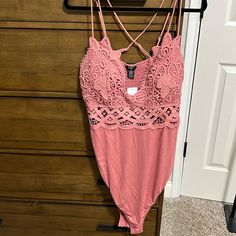 Rue21 Spaghetti Strap Lace Bodysuit, Low Cut. 2x. Mauve. Never Worn. Lace Bodysuit, Rue21, Low Cut, Spaghetti Strap, Spaghetti, Womens Tops, Lace, Pink, Women Shopping