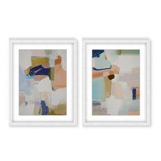 two framed art pieces on a white wall