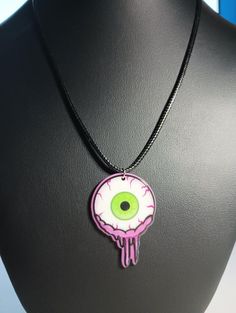 Eyeball pendant with adjustable rope necklace. Pendant made of acrylic. Adjustable Resin Round Pendant Necklace, Adjustable Pink Resin Necklace, Weird Core, Core Outfits, Summer Goth, Rope Necklace, Tucson Az, Tucson, Necklace Pendant