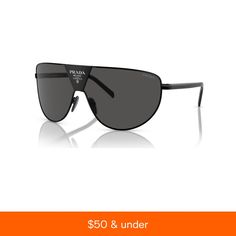 in stock Designer Black Aviator Sunglasses With Uv Protection, Matte Black Aviator Sunglasses With Gradient Lenses, Designer Black Rimless Sunglasses, Luxury Matte Black Aviator Sunglasses With Anti-reflective, Prada Shades Men, Luxury Aviator Sunglasses With Uv Protection, Square Frame, Black Rectangular Shield Sunglasses With Anti-reflective Coating, Male Eyes, Sunglass Hut