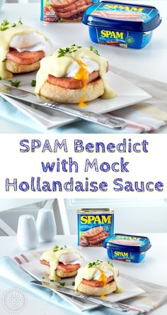 spam benedict with mock hollandaise sauce is an easy and delicious appetizer