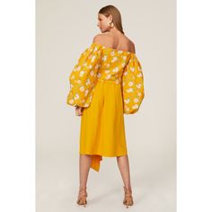 Yellow floral cotton blend (70% Cotton, 28% Polyester, 2% Elastane). Top. Off the shoulder neckline. Long sleeves. Side zipper closure. 12" from bust to hemline. Imported. Caroline Constas, Yellow Ties, Rent The Runway, Closet Designs, Puff Sleeve Top, Yellow Floral, Side Zipper, Puff Sleeve, Off The Shoulder