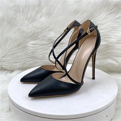 Elevate your elegance with our Strappy Slingback High Heel Pumps, designed to exude sophistication and classic style with every step. Crafted from premium, high-quality leather, these pumps are the epitome of luxury and durability. Key Features: Exquisite Leather Craftsmanship: Made from synthetic leather upper material and lambskin leather for insole, these pumps offer a sleek and polished finish, ensuring they not only look stunning but also stand the test of time. 12cm Heels: The 12cm high heels provide the perfect lift, enhancing your silhouette and adding a touch of glamour to any outfit. Sophisticated Strappy Design: The intricate strappy details offer a chic, modern look, while giving a secure and comfortable fit. Versatile Styling: Ideal for both formal events and upscale casual ou Shoes Men Formal, Cross Strap Dress, Upscale Casual, Formal Pumps, Shoes Formal, Black Pumps Heels, Stiletto Shoes, Formal Shoes For Men, Strap Pumps