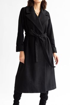 Black Wool Overcoat for Women