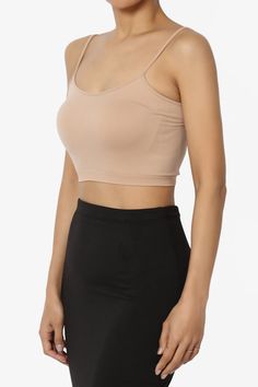 Impact each layered look with this cropped cami tank top. This seamless tank is given the perfect hint of femininity. A spaghetti strap crop camisole ideal for layering under sheer tops.Scoop neck spaghetti strap braletteSoft and stretch seamless fabric, No padded bra & Non wiredRibbed hem, great for everyday wearOne size fits most US 0~8Model size : 5'3" height, 34" bust, 24" waist, 34" hip, and is wearing a size One Size92% Nylon, 8% Spandex; Machine WashableMade in ChinaNOTICE: Before order, Sheer Tops, Layered Tank Top, Strappy Bralette, Cropped Camisole, Layering Tanks, Cropped Cami, Top Crop, Padded Bra, Sheer Top