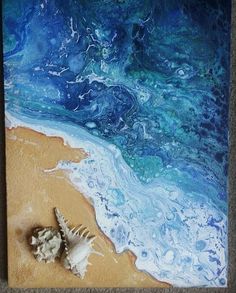 an acrylic painting of a seashell on the beach