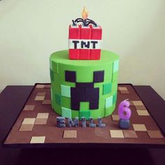 Maincraft Cake, Minecraft Cake Easy Simple, Mindcraft Cakes Birthday Boys, Minecraft Tnt Birthday Cake, Number 8 Minecraft Cake, Minecraft Pickaxe Cake, Minecraft Ghast Cake