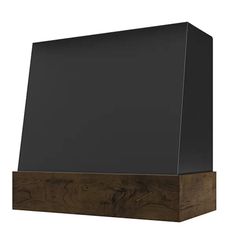 Riley & Higgs Black Wood Range Hood With Angled Front and Walnut Band - 30, 36, 42, 48, 54 and 60 Widths Available Wood Range Hood, Custom Range Hood, Range Hood, Black Wood, Plywood, The Wall, Walnut, Two By Two, Two Piece