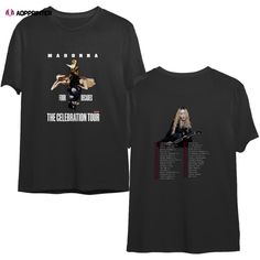 a black t - shirt with an image of marilyn monroe and the band's tour dates