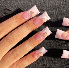 duck nails, nails, nail inspo Nails Duck, Flare Nails, Duck Nails, Racun Shopee, Edgy Nails, Short Square Acrylic Nails, Really Cute Nails, Acrylic Nails Coffin Pink