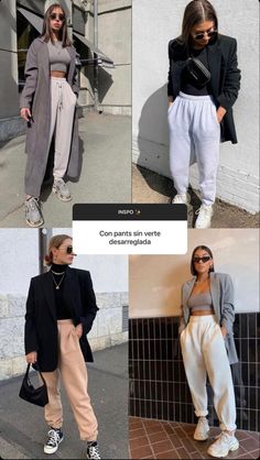 Charcoal Joggers Outfit Women, Sweatpants Chic Outfits, Urban Formal Outfits, Jogger Sweatpants Outfit Winter, College Outfit Ideas Uk, Blazer And Joggers Outfit Women, Blazer With Sweatpants, Blazer And Joggers Outfit, Oversized Joggers Outfit