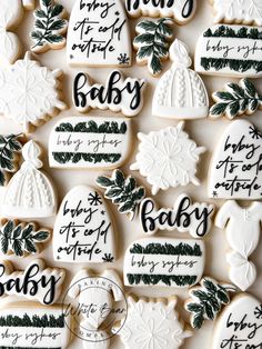 decorated cookies with baby names on them