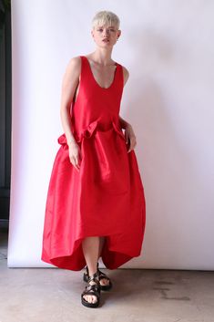 Kika Vargas Dress, Long Red Dress, Sleeveless Shift Dress