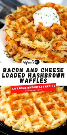 bacon and cheese loaded hash browns waffles