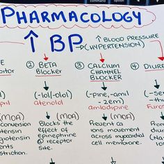 a white board with writing on it that says, pharmacology bpp