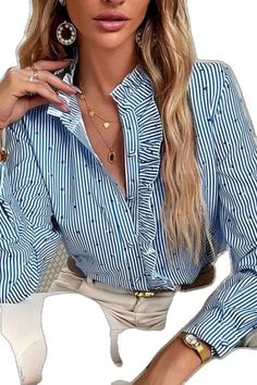 Chic Long Sleeve Shirt For Spring, Spring Office Blouse Long Sleeve, Spring Office Blouse With Long Sleeves, Long Sleeve Office Blouse For Spring, Spring Long Sleeve Office Blouse, Spring Office Trendy Blouse, Chic Non-stretch Long Sleeve Shirt, Chic Long Sleeve Shirt, Non-stretch Summer Office Tops