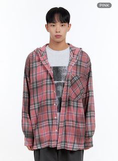 mens-oversize-checkered-cotton-hooded-shirt-is413 / Pink Pink Casual Winter Shirt, Casual Pink Long Sleeve Flannel Shirt, Pink Long Sleeve Casual Flannel Shirt, Casual Pink Cotton Flannel Shirt, Relaxed Fit Long Sleeve College Shirt, Relaxed Fit Long Sleeve Shirt For College, Casual Fall Shirt For College, Long Sleeve Relaxed Fit Shirt For College, College Long Sleeve Relaxed Fit Shirt