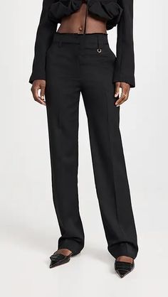 Monse Bustier Trousers | Shopbop Sleek Fitted Pantsuit With Structured Boning, Fitted Dress Pants For Fall Office Wear, Sleek Structured Suits With Concealed Placket, Sleek Structured Suit With Concealed Placket, Elegant Structured Fitted Pants, Tailored Elastane Pantsuit, Modern Structured Pantsuit For Formal Occasions, Tailored Structured Formal Bottoms, Formal Structured Bottoms With Pressed Crease