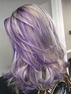 Grey Hair With Purple Highlights, Ash Purple Hair, Purple Highlights Blonde Hair, Purple Hair Short, Purple Grey Hair, Violet Hair Colors, Purple Hair Highlights, Lavender Hair Colors