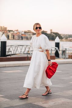 Puff Sleeve Long Dress, Lisa Aiken, Shirt Dresses For Women, Sleeve Long Dress, Look Summer, It Bag, Dress Backless, Red Bag, Women Office