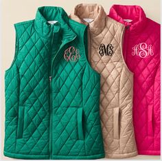 Diamond Quilt Monogram Vest | Monogram Markets Monogram Vest, Vest Outfit, Preppy Clothes, Problem Solved, Green Vest, Embroidered Monogram, Too Cold, Vest Outfits, Diamond Quilt