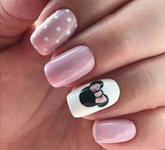 Minnie Mouse Nails, Pink Nail Art Designs, Kutek Disney, Chic Nail Art, Light Pink Nails, Cute Spring Nails