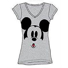 [P] Disney Classic Mickey Mouse 'SURPRISE' Junior Girls Pajama T Shirt Top - Grey LG Size: L.  Color: Gray.  Gender: female.  Age Group: adult. Disney Characters Mickey Mouse, Girls Pajama, Classic Mickey Mouse, Disney Merchandise, Girls Pajamas, Lingerie Sleepwear, Pajamas Women, Shirt Top, Sleeve Cotton