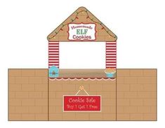 a cut out of a building with a sign for cookies on the front and side