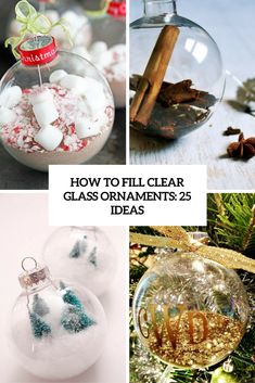 christmas ornaments with text overlay how to fill clear glass ornaments