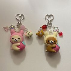 Character Accessories Ideas, San X Characters, Clay Charm Ideas, Small Cute Things, Rilakkuma Keychain, Cute Clay Charms, Cute Trinkets, Keyring Ideas, Cute Key Chains