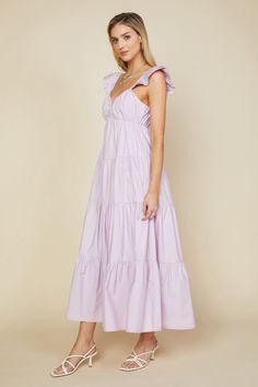 This easy, breezy dress is bound to be a new favorite. Cut from airy poplin, it has a sweetheart neckline, ruffled cap sleeves, and a full skirt with tiered styling and an ankle-skimming hem. •Sweetheart neckline •Layered ruffle cap sleeves •Tiered skirt Item Number: 99115 Sincerly Jules, Lavender Dress, Sincerely Jules, Lavender Dresses, Breezy Dress, Lavender Color, Easy Breezy, Maxi Dress With Sleeves, Tiered Skirt