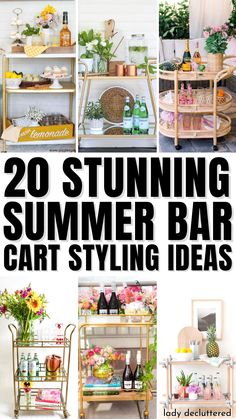 20 Stunning Summer Bar Cart Styling Ideas Bar Cart Dining Room Ideas, Rattan Bar Cart Styling, Outdoor Bar Cart Styling, Serving Cart Decor Ideas, Summer Bar Cart Styling, Beverage Cart Decor, Decorating A Bar Cart, How To Style A Bar Cart, Bar Cart Styling Without Alcohol