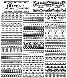 a set of 8 different pattern brushes