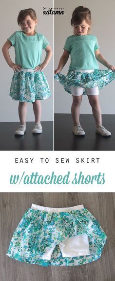 Add fabric to purchased shorts to make a cute skirt with attached shorts - this looks so easy! diy sewing tutorial. Diy Sy, Diy Sewing Tutorials, Sewing Kids Clothes, Sew Ins, Cute Skirt, Sewing Skirts, Love Sewing, Sewing For Beginners, Girl Pattern