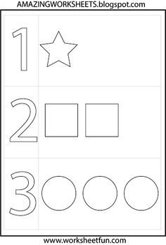 the worksheet for numbers 1 - 10 is shown in black and white, which includes