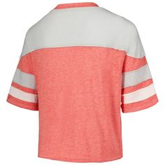 Give your young Ohio State Buckeyes fan a spirited means of showcasing their ever-growing love for their favorites by snagging this Sunday Funday Jersey T-shirt. It features an instantly recognizable Ohio State Buckeyes graphic printed on the torso along with two-toned team colors on stylish burnout fabric for a look that's equally cute and fun. The sleeve stripes finish off the look of this bold top, while the rounded hem ensures it rests comfortably where it matters.Give your young Ohio State Pink Collegiate Cotton Tops, Pink Team Spirit Tops For Fan Gear, Pink Tops Team Spirit Fan Gear, Red School Spirit Fan Gear Top, Pink Tops For Fan Gear With Team Spirit, Collegiate Pink Tops With Graphic Print, Collegiate Pink Short Sleeve Tops, Collegiate Pink Crew Neck Top, Red Pre-shrunk Tri-blend Top