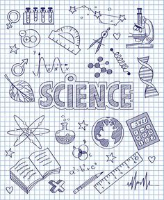 the word science surrounded by doodles on a sheet of paper