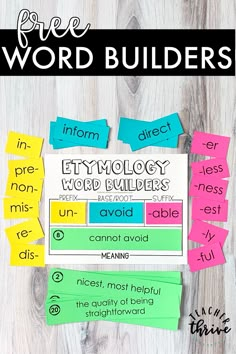 a poster with words and pictures on it that say word building for kids to use