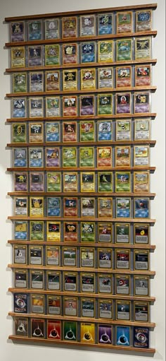 a wall with many different types of cards on it