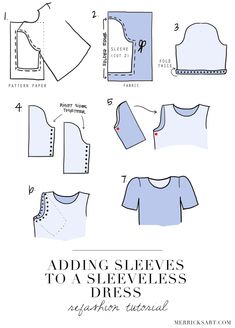 the sewing pattern shows how to sew an easy top with sleeves and collars