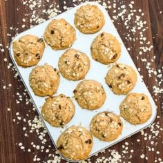 baked oatmeal chocolate chip cookies on a baking sheet