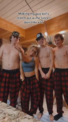 four people in matching pajama pants posing for a photo with the caption making my guy best's match his wm me since i don't have abf