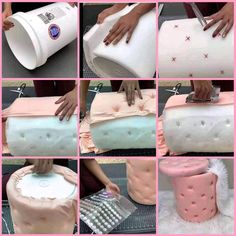 there are many pictures of different cakes being made