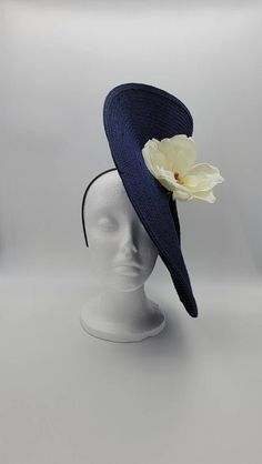 Magnolia Elegant Navy Fascinator Kentucky Derby Hat | Etsy Navy Fascinator, Wedding Tea Party, Sara Lee, Derby Hats Fascinators, Luxury Hats, Hat Fascinator, Wedding Tea, Horse Race, Wedding Fascinators