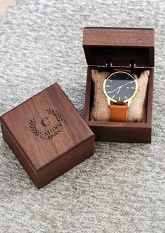 "Brown Leather Watch CUSTOMIZING (PLEASE COUNT ALL WORDS/NUMBERS/HEART SYMBOLS BEFORE PURCHASE): - Limit to 1-15 WORDS. Each Words, Number or Symbol is considered 1 \"word\" -Leave a note(\"note to Seller\") in the message box when you check out with the details of your personalization (words and/or heart symbols and font style ).  The watch face measures 1 3/4\" or 44mm. Please leave text instructions to be engraved on the back of watch in the Notes to Seller box During checkout." Groomsmen Gifts Watch, Classic Watch Accessories For Gifts, Classic Brown Watch Accessories For Gift, Personalized Formal Watches For Father's Day, Father's Day Gift Brown Watch Accessories, Engraved Brown Watches For Gift, Engraved Brown Watches For Gifts, Engraved Brown Watches As Gift, Father's Day Gift Watch Accessories