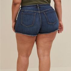 Nwt High Rise A-Line Shortie Short Vintage Stretch Dark Wash Low Rise Shorts, Jean Shorts, Color Blue, A Line, High Rise, Womens Shorts, Plus Size, Women Shopping, Blue