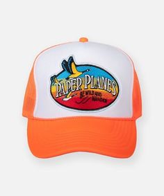 This is a brand new paper planes be wild and wander orange trucker hat with black mesh backing with tags 100% authentic. Buy with confidence check my feedback. TRUSTED SELLER ON EBAY FOR OVER 20 PLUS YEARS! NEW RELEASE Orange Trucker Hat, Leopard Shark, Back Embroidery, Plus Size Belts, Paper Planes, New Paper, Hat Style, Backpack Travel Bag, Large Scarf